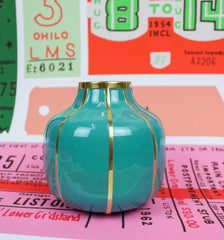 My Doris Enamel Vase With Brass Detail - Turquoise