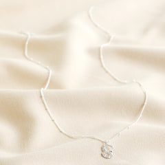 Lisa Angel Silver Hammered Initial Necklace