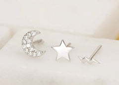 Scream Pretty - Set of 3 Silver Celestial Earrings