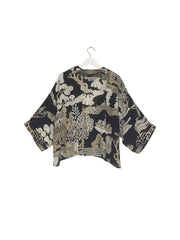 One Hundred Stars Giant Willow Black Crepe Kimono