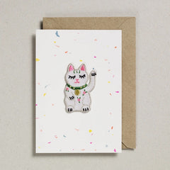 Petra Boase Iron on Patch Card - Lucky Cat