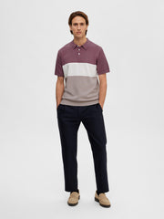 Selected Homme Mattis Knit Block Polo - Wistful Mauve/Fog