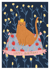 Roger La Borde Queen Cat Happy Birthday Card