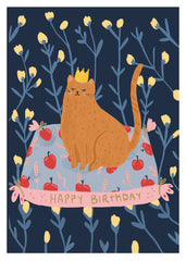 Roger La Borde Queen Cat Happy Birthday Card
