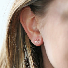 Lisa Angel - Sterling Silver Sparkle Cut Butterfly Stud Earrings