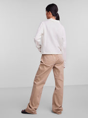 Pieces Flavia Long Sleeve Polo Wool Knit - Cloud Dancer