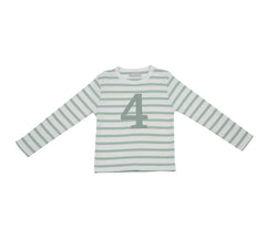 Bob & Blossom - Seafoam & White Stripped Number 4 T-Shirt