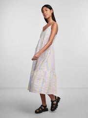 Pieces Kaitlyn Strap Midi Dress - Pink Lady Multiple Stripes