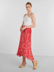Pieces Sandy Ankle Skirt - Poppy Red