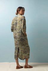 One Hundred Stars Crepe Rachel Dress Marbelled Green