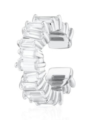 Scream Pretty - Silver Baguette Bar Ear Cuff With Clear Stones