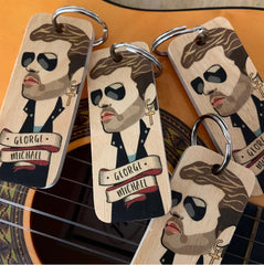 Wot Ma Like George Michael Wooden Keyring