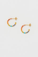 Estella Bartlett Rainbow Beaded Hoop Earrings Gold Plated