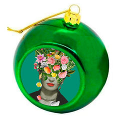Art wow Green Frida Floral Bauble by Desirée Feldmann