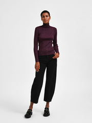 Selected Femme Lydia Knit Rollneck Top - Potent Purple