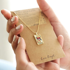 Lisa Angel - Enamel Love Tarot Card Style Necklace in Gold