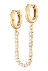 Scream Pretty - Gold Plated Sparkle Linked Single Huggie Earring