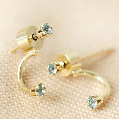 Lisa Angel - Tiny Blue Swarovski Crystal Jacket Earrings in Gold