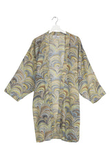 One Hundred Stars Marbelled Green Collar Kimono