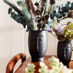 Sass & Belle Large Face Vase Matte Black