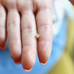 Lisa Angel - Single Gold Sterling Silver Crystal Flower Barbell Earring