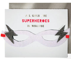 Meri Meri Girl Superhero Mask Blank Card