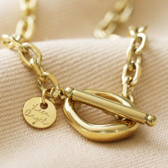 Lisa Angel - Gold Stainless Steel Organic T-Bar Necklace