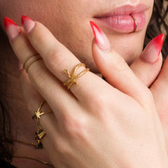 Scream Pretty - Gold Plated Snake With Green Eyes Ring