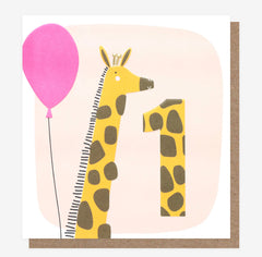 Caroline Gardner - Giraffe 1st Birthday Card
