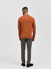 Selected Homme Town Merino Coolmax Knit Crew - Bombay Brown