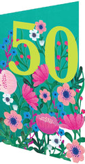 Roger La Borde Lasercut Pink Flowers 50th Card