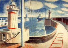 Canns Down Press - Newhaven Harbour Greeting Card by Eric Ravilious