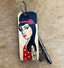 Amy Winehouse Wooden Keyring