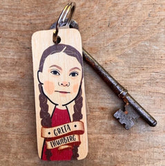 Greta Thunberg Wooden Keyring
