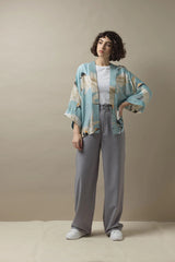 One Hundred Stars Stork Sky Blue Kimono