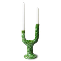 HKliving Large Ceramic Candle Holder - Reactive Green