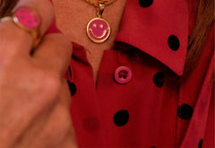 My Doris Enamel Smiley Face Pendant - Hot Pink