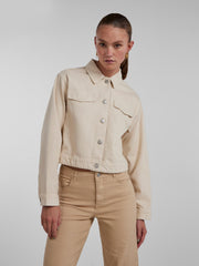Pieces Tessie Denim Jacket - Whitecap Grey/Cream