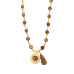 Dansk Amber Rose Elastic Necklace Gold Plating