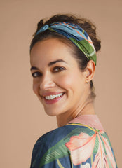 Powder Design - Elasticated Headband Delicate Tropics in Indigo
