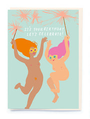 Noi Publishing Nudie Girls and Sparklers Birthday Card