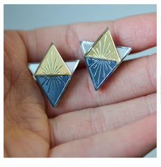 Esoteric London Acrylic Geometric Earrings - Grey/Gold