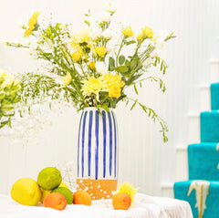 Sass & Belle Paros Blue Stripe Vase Tall