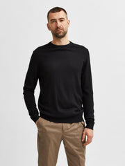 Selected Homme - Town Merino Coolmax Knit Crew - Black