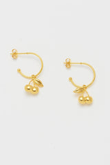 Estella Bartlett Cherry Drop Hoop Earrings Gold Plated