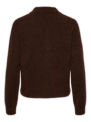 Pieces Flavia Long Sleeve Polo Wool Knit - Chicory Coffee
