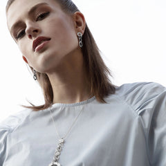 Dansk Amber Statement Open Necklace Silver Plating