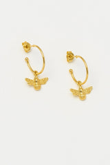 Estella Bartlett Bee Drop Hoop Earrings Gold Plated
