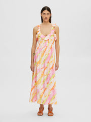 Selected Femme Aurelia Ruffled Ankle Dress - Blushing Bride