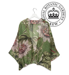 One Hundred Stars Passion Flower Green Kimono
